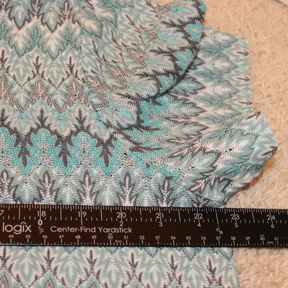 Alfred Dunner Teal Gray Print Short Sleeve Top Women's Size L Polyester Blouse - Picture 7 of 8